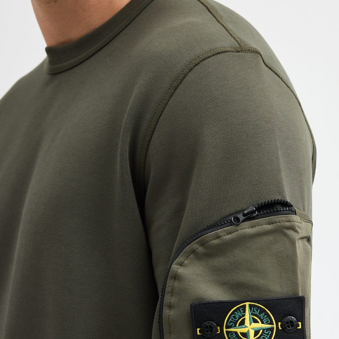 Khaki Zip Sleeve Pocket Sweatshirt