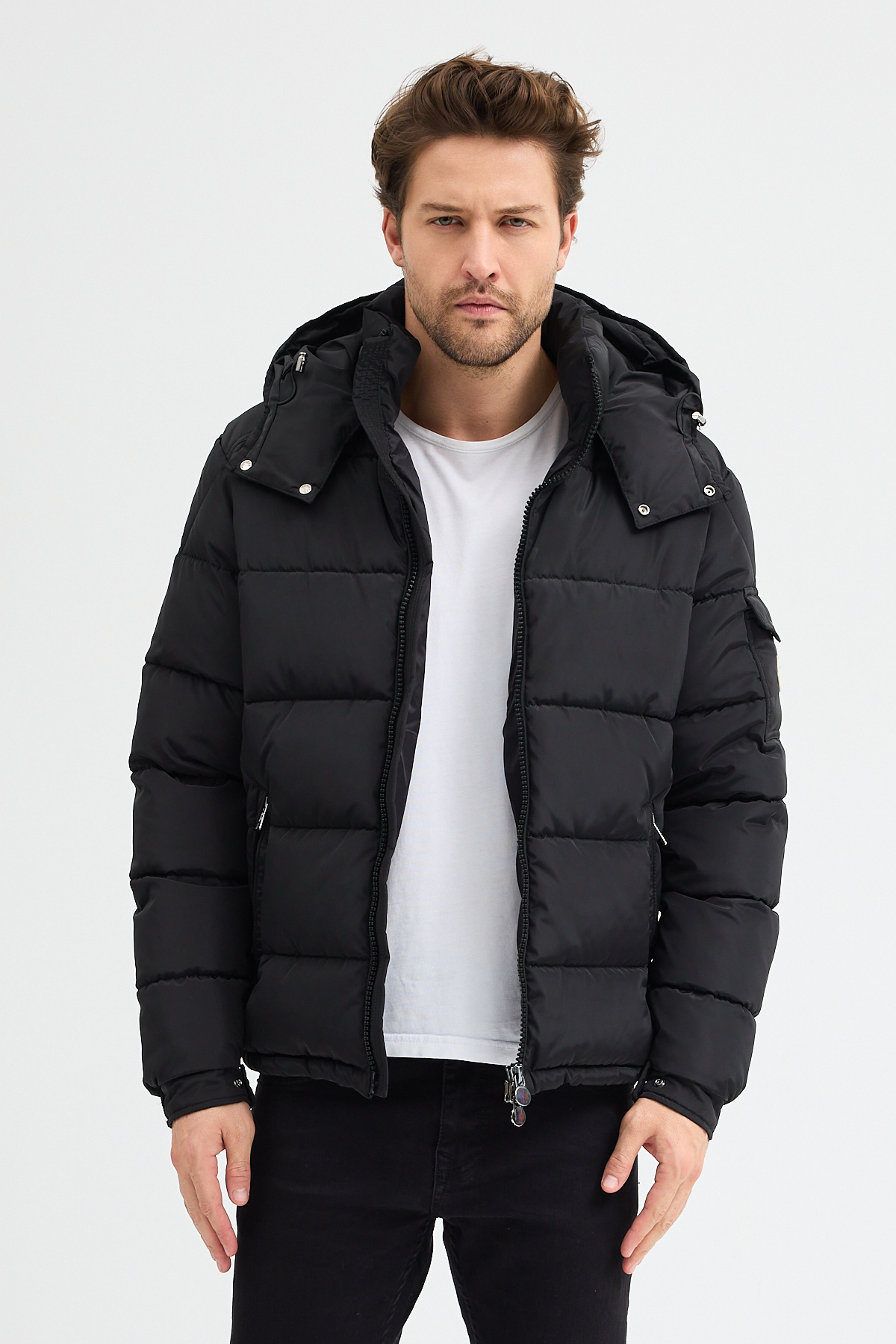 Black Matte Short Down Jacket - Image 8