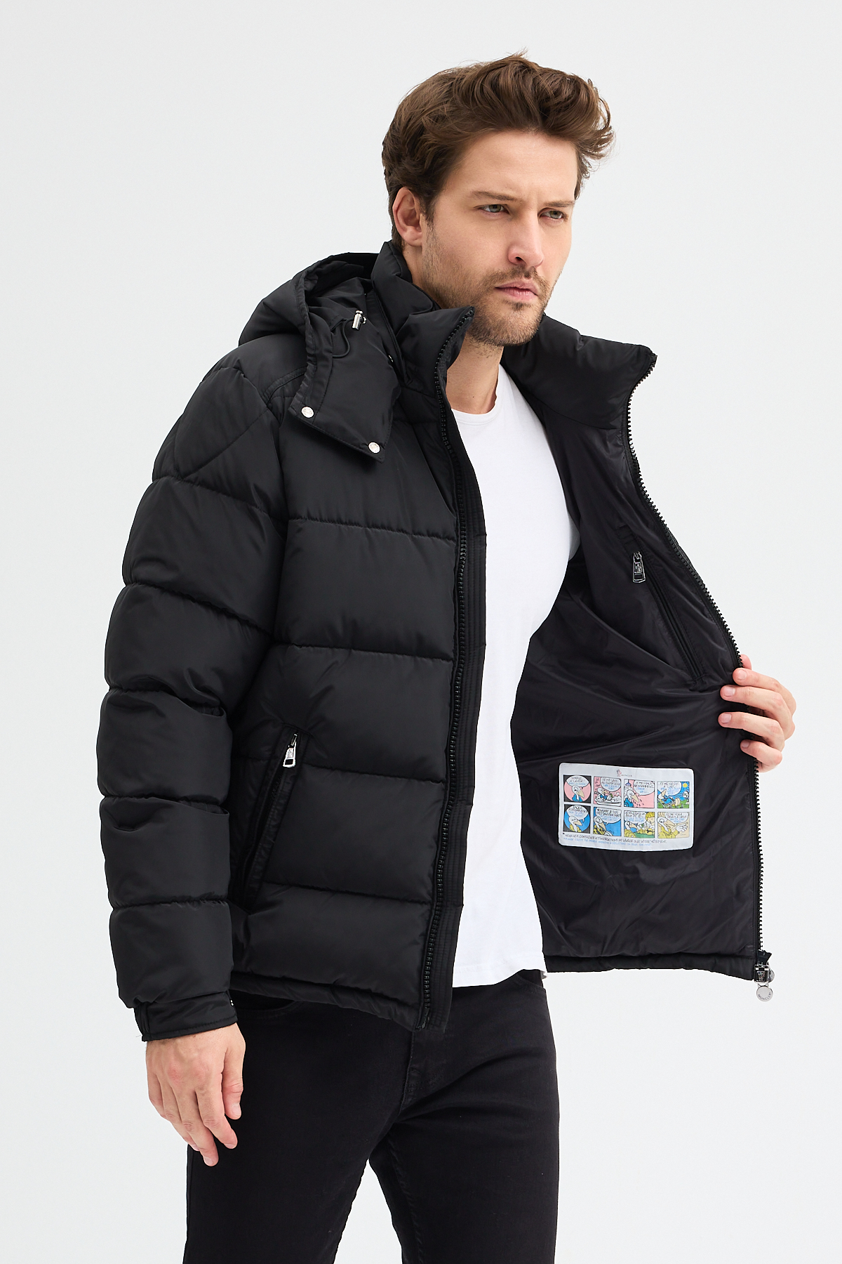 Black Matte Short Down Jacket - Image 7
