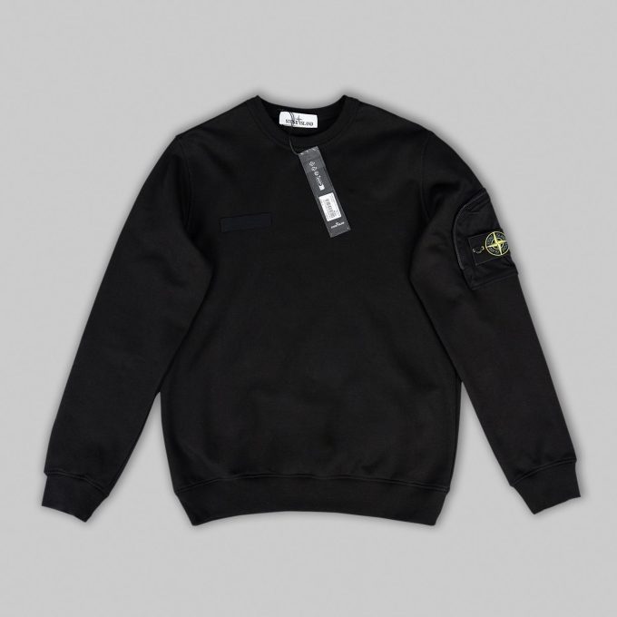 Black Zip Sleeve Pocket Sweatshirt