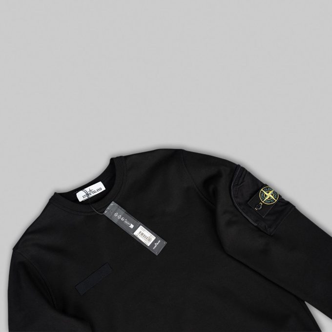 Black Zip Sleeve Pocket Sweatshirt