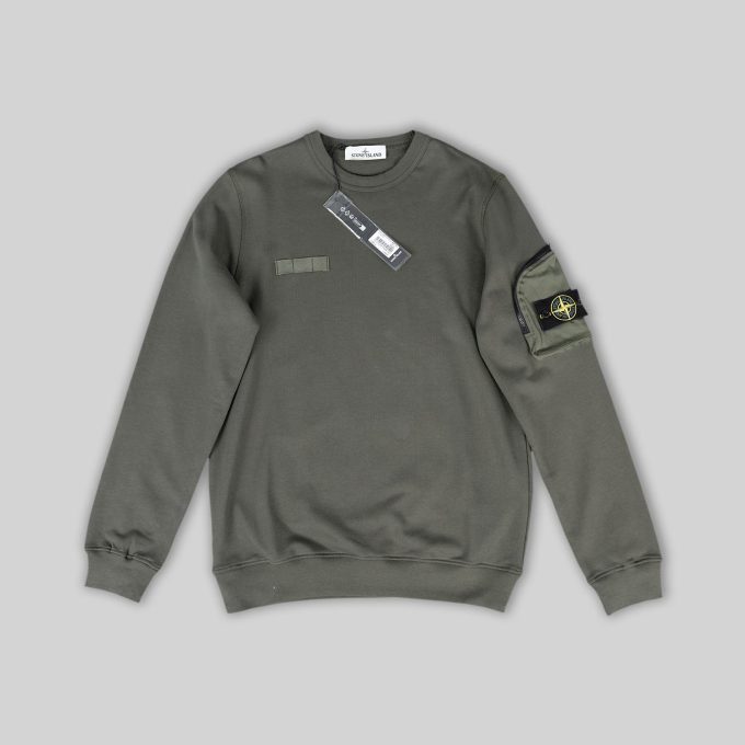 Khaki Zip Sleeve Pocket Sweatshirt