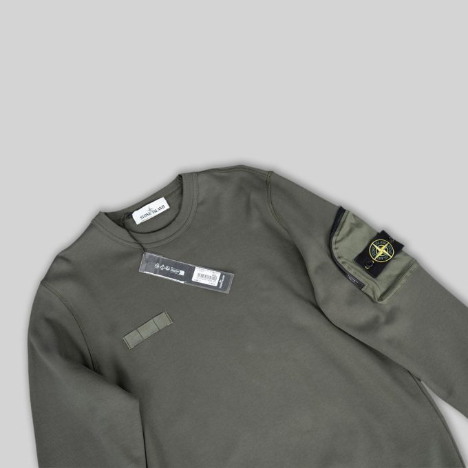 Khaki Zip Sleeve Pocket Sweatshirt
