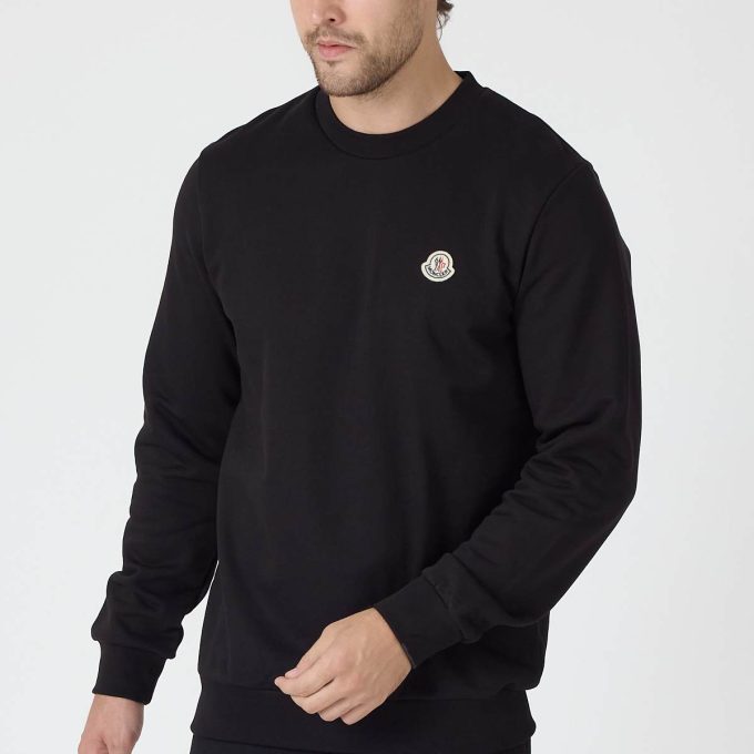 Black Logo Patch Crew Neck Sweatshirt