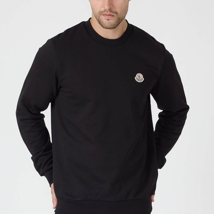Black Logo Patch Crew Neck Sweatshirt