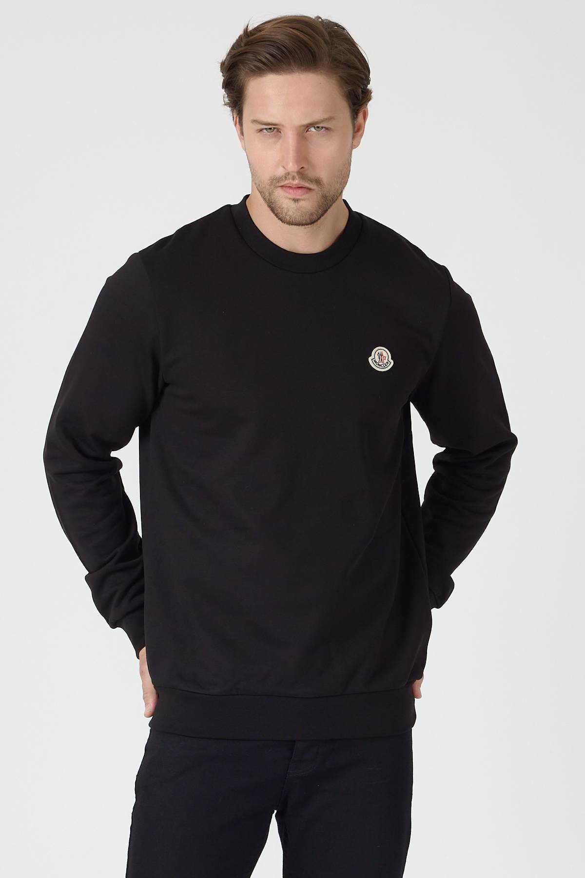 Black Logo Patch Crew Neck Sweatshirt - Image 7