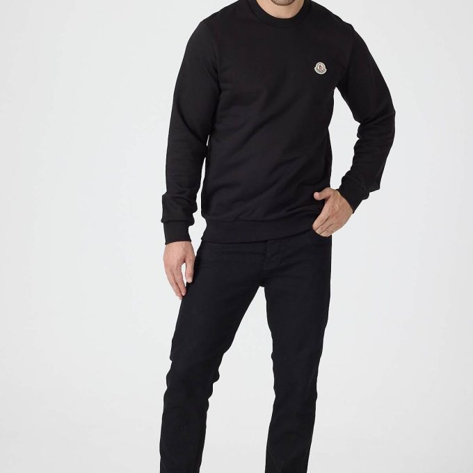 Black Logo Patch Crew Neck Sweatshirt