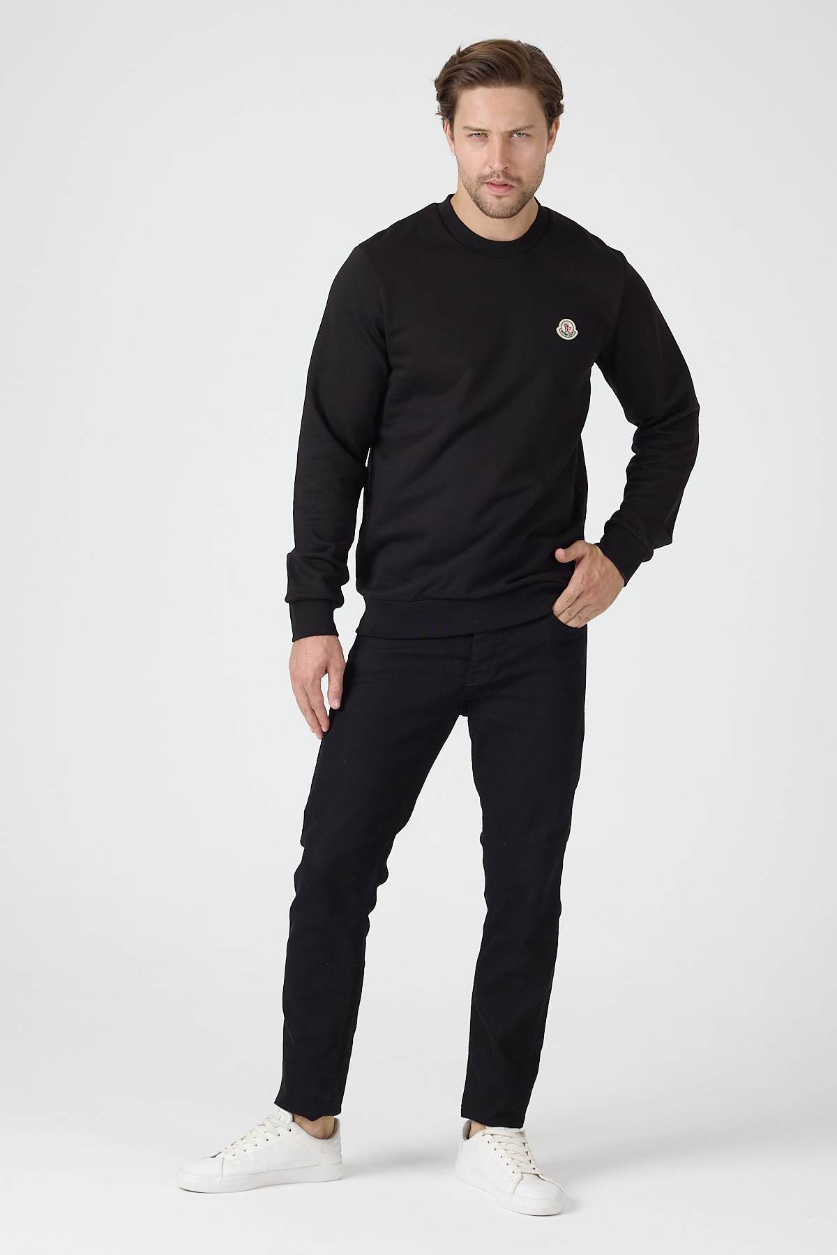 Black Logo Patch Crew Neck Sweatshirt - Image 5